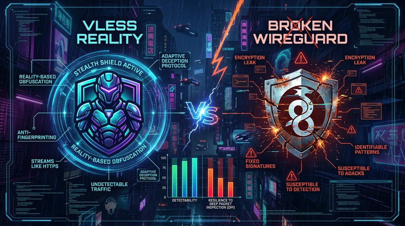 VLESS Reality (Zero-RTT) против WireGuard: Почему старые протоколы умерли